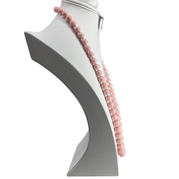 Vintage Pink Bead Necklace With Gold-Tone Clasp 30" Long - Picture 3 of 4